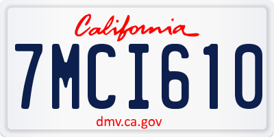 CA license plate 7MCI610