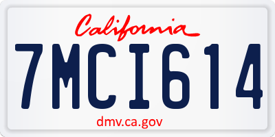 CA license plate 7MCI614