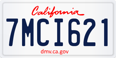 CA license plate 7MCI621