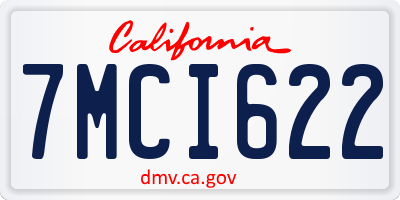 CA license plate 7MCI622