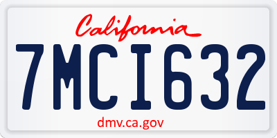 CA license plate 7MCI632