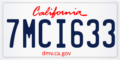 CA license plate 7MCI633