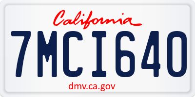 CA license plate 7MCI640