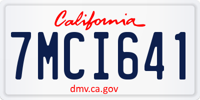 CA license plate 7MCI641