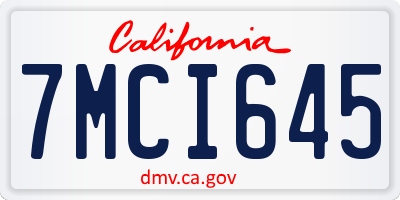 CA license plate 7MCI645