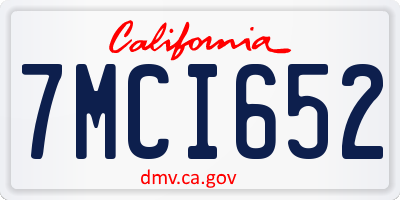 CA license plate 7MCI652