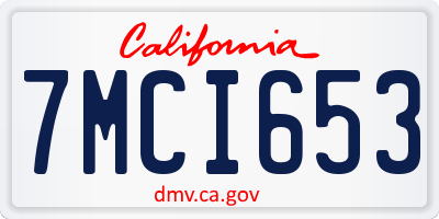 CA license plate 7MCI653