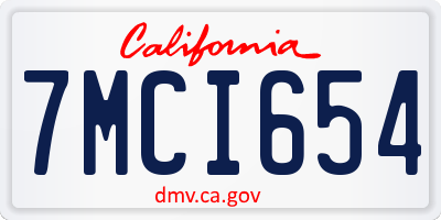 CA license plate 7MCI654