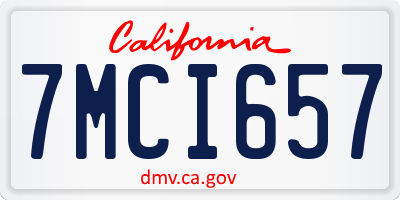 CA license plate 7MCI657