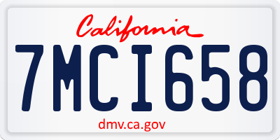 CA license plate 7MCI658