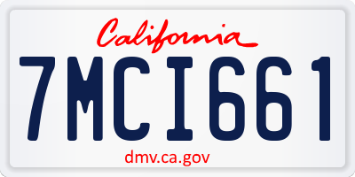 CA license plate 7MCI661