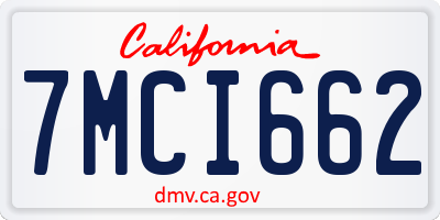 CA license plate 7MCI662