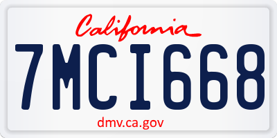 CA license plate 7MCI668