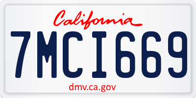 CA license plate 7MCI669