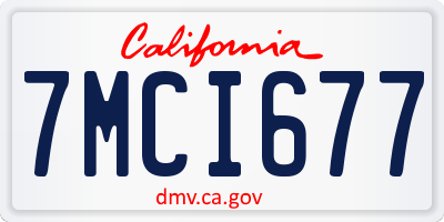 CA license plate 7MCI677