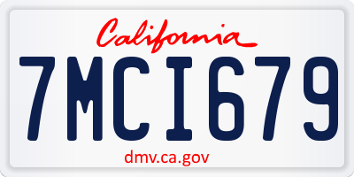 CA license plate 7MCI679