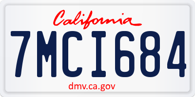 CA license plate 7MCI684