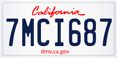 CA license plate 7MCI687