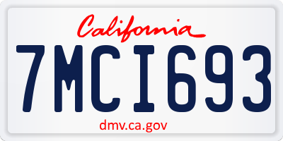 CA license plate 7MCI693