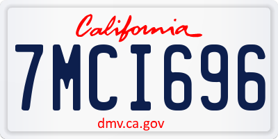 CA license plate 7MCI696