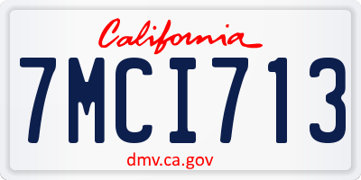 CA license plate 7MCI713