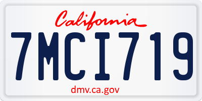 CA license plate 7MCI719