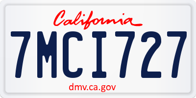 CA license plate 7MCI727