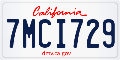 CA license plate 7MCI729