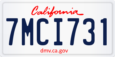 CA license plate 7MCI731