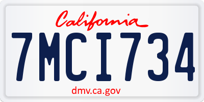 CA license plate 7MCI734