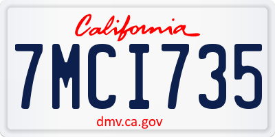 CA license plate 7MCI735