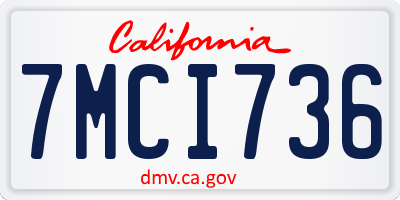 CA license plate 7MCI736