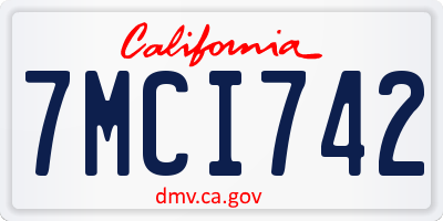 CA license plate 7MCI742
