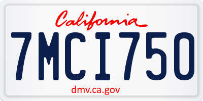 CA license plate 7MCI750