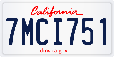 CA license plate 7MCI751