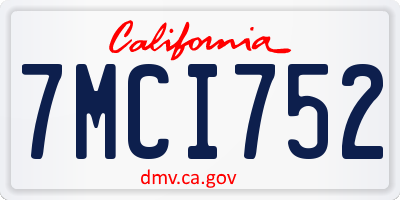 CA license plate 7MCI752