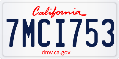 CA license plate 7MCI753