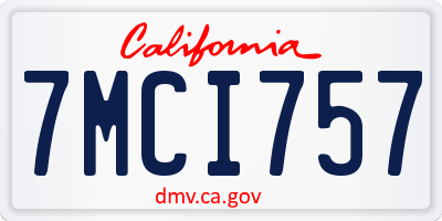 CA license plate 7MCI757