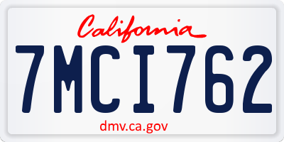 CA license plate 7MCI762