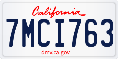 CA license plate 7MCI763