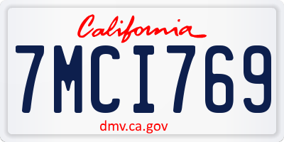 CA license plate 7MCI769