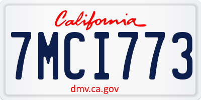 CA license plate 7MCI773