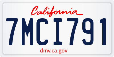 CA license plate 7MCI791