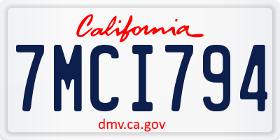 CA license plate 7MCI794