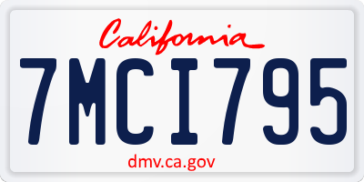 CA license plate 7MCI795