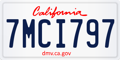 CA license plate 7MCI797