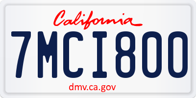 CA license plate 7MCI800