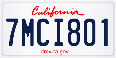 CA license plate 7MCI801