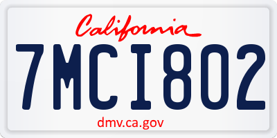 CA license plate 7MCI802