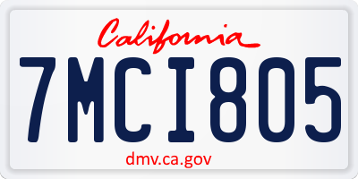 CA license plate 7MCI805